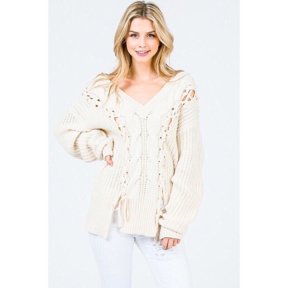 Braided Knot Pullover-IVORY - Picture 1 of 2